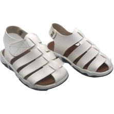 Mojo Bebek Mojo Unisex Suni Deri Ortapedik Taban Sandalet Beyaz