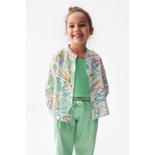 Nk Kids Kız Çocuk  Desenli Uzun Kol Yazlık Gömlek 36509 Ekru