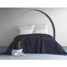 Dantela Lumia Etnik Desen Yatak Örtüsü - Lacivert