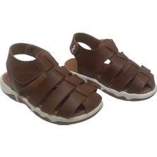 Mojo Bebek Mojo Unisex Suni Deri Ortapedik Taban Sandalet Kahverengi