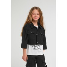 Escabel Kız Çocuk 5-14 Yaş Renkli Denim Ceket Siyah