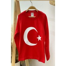 Mojo Bebek Mojo Garson Çocuk Türk Bayrağı Baskılı Uzun Kol T-Shirt 09844 Kırmızı