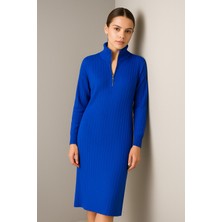 Tomris Butik Yeni Sezon Fitilli Fermuar Detaylı Uzun Elbise