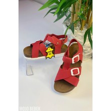 Mojo Bebek Mojo Unisex Çocuk Anotomik Mantar Taban Hakiki Deri Sandalet Kırmızı