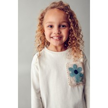 Mayoral Kız Çocuk 4-9 Yaş Fisto Işlemeli Uzun Kol T-Shirt Krem