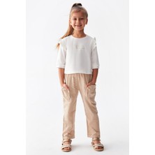 Nk Kids Kız Çocuk %100 Pamuk Duble Paça Pantolon 56501 Bej