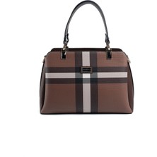 Silver & Polo Silver Polo Koyu Kahve - Kahve Ekose Kadın El Çantası SP972
