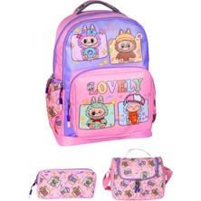 Mojo Bebek Mojo Ultra Lüx Suya Dayanıklı Sırt Destekli Ilkokul Çanta Set Pembe