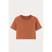 Katia & Bony Kadın Kısa Kollu Crop Üst Moka