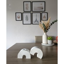 Drn Gökkuşağı Desenli, Şekilli Beyaz Şamdanlık 2 Li