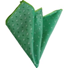 Exve Exclusive Yeşil Beyaz Kare Desenli Pamuklu Cep Yaka Mendili