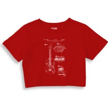 The Lucid Lab Fender Stratocaster Gitar Crop Tişört - Kırmızı
