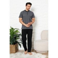 Enisena Erkek %100 Pamuklu Pijama Takımı-3 Düğmeli-Yaka Cepli 12384