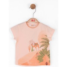 Nk Kids Kız Bebek Çöl Desenli Pamuklu Kısakol T-Shirt 38615 Somon