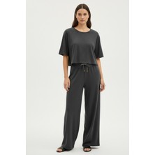 Katia & Bony Kadın Kısa Kollu Crop Üst Antrasit