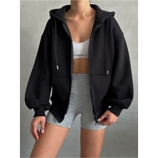 Bejna Kadın Fermuarlı Oversize Sweat Hırka