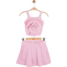Nk Kids Kız Çocuk 8-14 Yaş Crop-Şort Etekli Ikili Takım 18304 Pembe