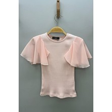 Cuties Kız Çocuk 5-14 Yaş Şifon Kısa Kol Kaşkorse Body 4245 Pudra