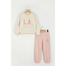 Dmb Mojo Kız Çocuk 4-9 Yaş Taş Işlemeli Eşofman Takımı Krem