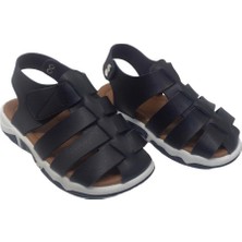 Mojo Bebek Mojo Unisex Suni Deri Ortapedik Taban Sandalet Lacivert