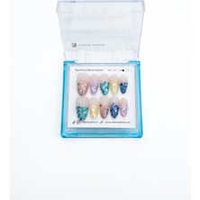 Takma Takma 10'lu Renkli Uzun Badem TT1183 Tekrar Kullanılabilir El Yapımı Protez Takma Tırnak - Renkli-XS