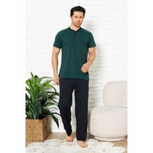 Enisena Erkek %100 Pamuklu Pijama Takımı-3 Düğmeli-Yaka Cepli 12384