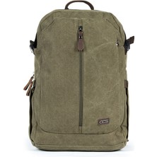 Necati Çanta 15,6 Inç Laptop Bölmeli Çok Bölmeli Kanvas Kumaş Sırt Çantası Haki
