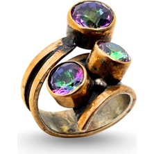 Oya Silver Mistik Topaz Taşlı Otantik Gümüş Kadın Yüzük