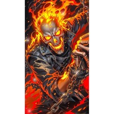 Aydın Garage Ghost-Rider Kapı Direk Kaplama Folyosu Baskılı Sticker Sağ-Sol 2 Adet 22*50 cm