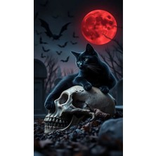 Aydın Garage Kedi ve Kuru Kafa Kapı Direk Kaplama Folyosu Baskılı Sticker Sağ-Sol 2 Adet 22*50 cm