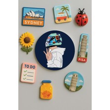 Nurdic Modern ve Dekoratif Yuvarlak Buzdolabı Magneti Magnet Büyük Boy 10X10 cm - Yarışcı