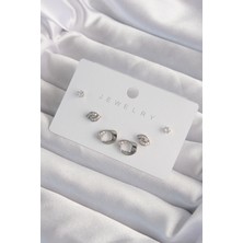 ForWhat Hediye Takı için Kadın Küpe Seti Pirinç Zirkonlu Yapraklı