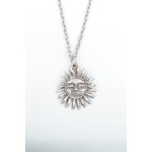 IDR Gülen Surat Güneş Gümüş Kaplama Düz Zincir Kolye