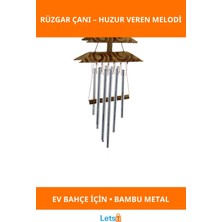 Letsii Doğal Bambu Metal Çanlı Rüzgar Çanı Estetik Bahçe Dekorasyonu