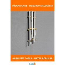Letsii Boncuklu Metal Rüzgar Çanı Ahşap Dekoratif 1 Adet