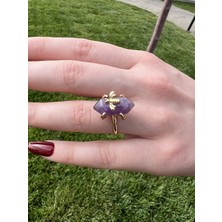 Taşmeran Ametist Prizma Şans Modelli Doğal Taş Yüzük TKY0345