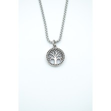 IDR Minimal Yaşam Ağacı Gümüş Kaplama Örme Zincir Kolye