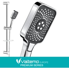 Romena | Valtemo Reflex Krom-Siyah Sürgülü Duş Seti –  Fonksiyonlu, Neoflex Patlamaz Hortumlu