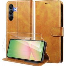 Kip GSM Samsung Galaxy A35 Uyumlu Ekran Koruyuculu Kılıf Kapaklı Kartlıklı Deri Görünümlü Standlı Kapak