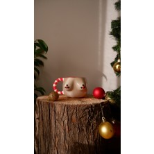 Yılbaşı Özel Tasarım Hediyelik El Yapımı Seramik Memeli Bardak - Yılbaşı Temalı Kupa