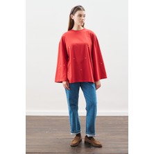 Manuka Çıtçıt Ayarlamalı Tshırt Kırmızı