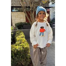Monila Kız Çocuk Baskılı 3 Iplik Kumaş Pamuklu Sweatshirt