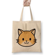 Toyaso Cute Ginger Cat Eddie The Ginger Kedi Beyaz Bez Çanta Uzun Saplı Alışveriş Çantası Plaj Çantası