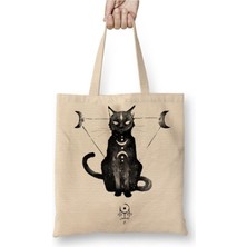 Toyaso Cats Kedi Antik Kedi Figür Kittens Beyaz Bez Çanta Uzun Saplı Alışveriş Çantası Plaj Çantası