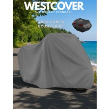 WestCover  Motolux Vintage 50 Branda Arka Çanta Uyumlu Gri 4 Mevsim Motosiklet Brandası Örtüsü