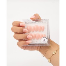 Takma Takma 15'li Pembe Kısa Oval TT1426 Tekrar Kullanılabilir El Yapımı Protez Takma Tırnak - Pembe-XS