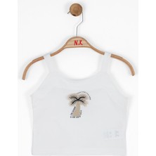 Nk Kids Kız Çocuk Palmiye Işlemeli Askılı Crop 36400 Ekru