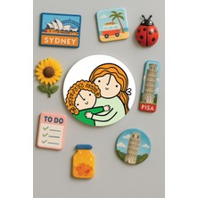 Nurdic Modern ve Dekoratif Yuvarlak Buzdolabı Magneti Magnet Büyük Boy 10X10 cm - Abla Kardeş