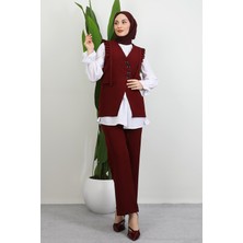 Devin Fırfır Detay Takım Bordo