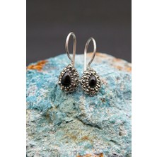 925 Ayar Gümüş Oltu Taşı Kadın Küpe SKÜ00026